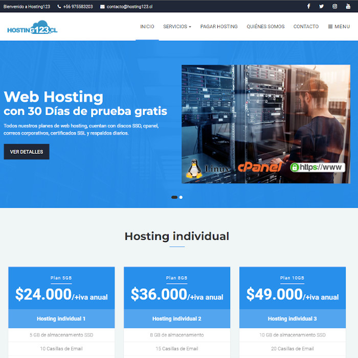 Sitio web hosting123